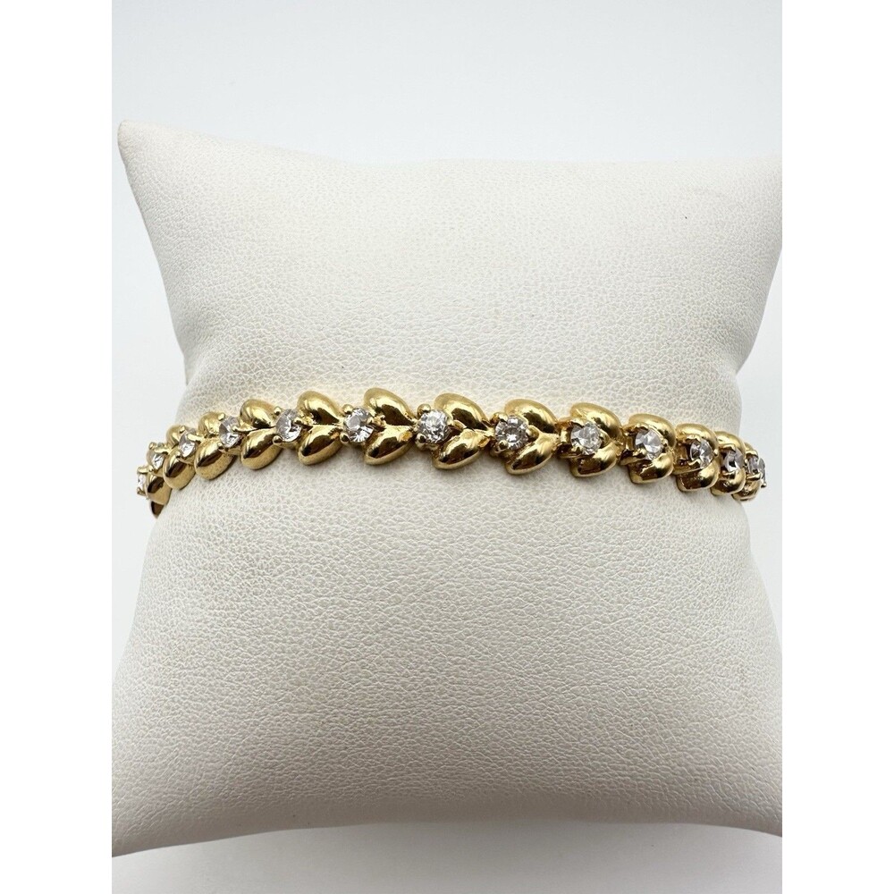 FAS Vermeil Gold over Sterling Silver 925 C Z Tennis Bracelet 7.5-inches